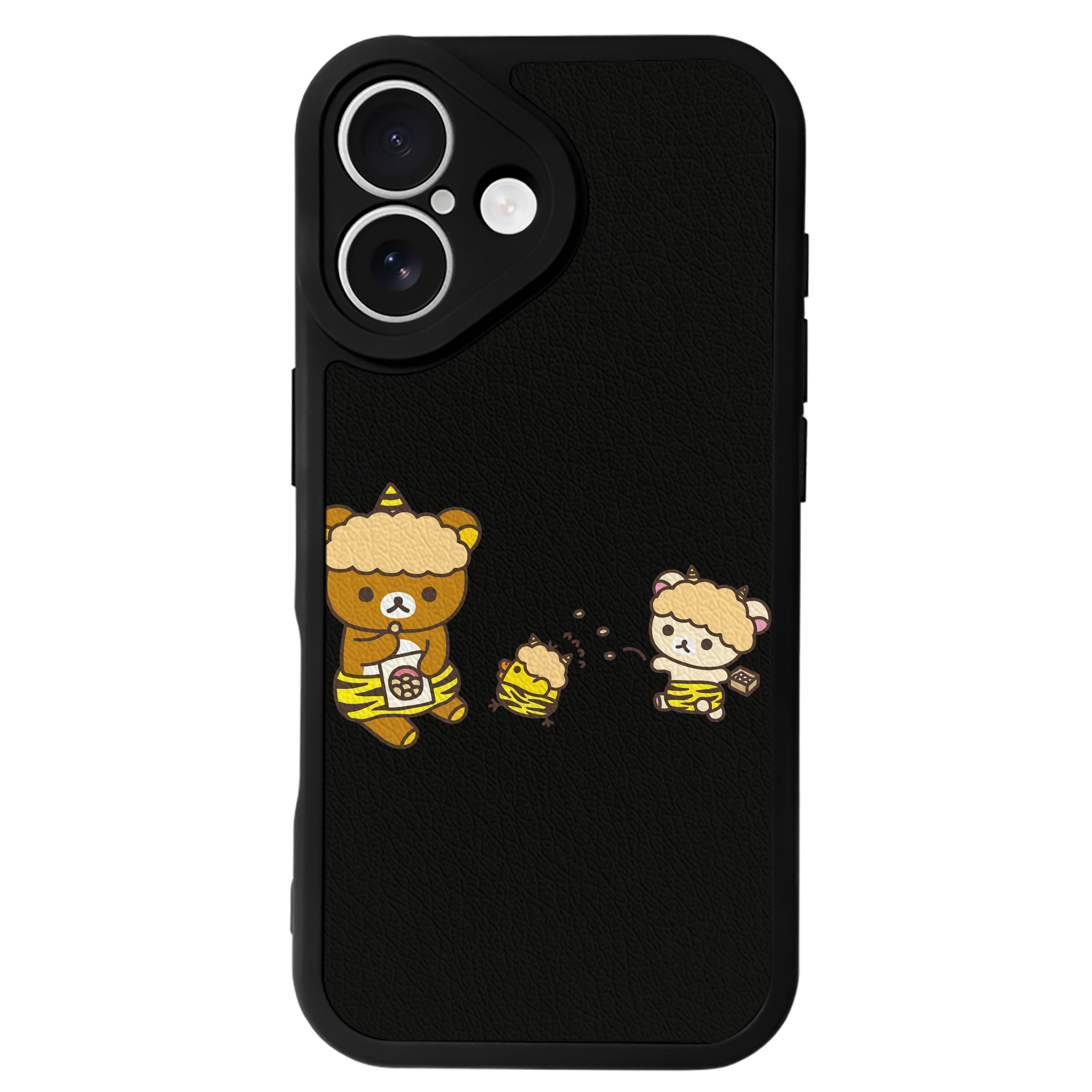 （画像用） リラックマ リラックマ キイロイトリ Rilakkuma Korilakkuma Kiiroitori 【iPhone 16シリーズ対応】シリコンスマホケース（レザー調） 材質：シリコン